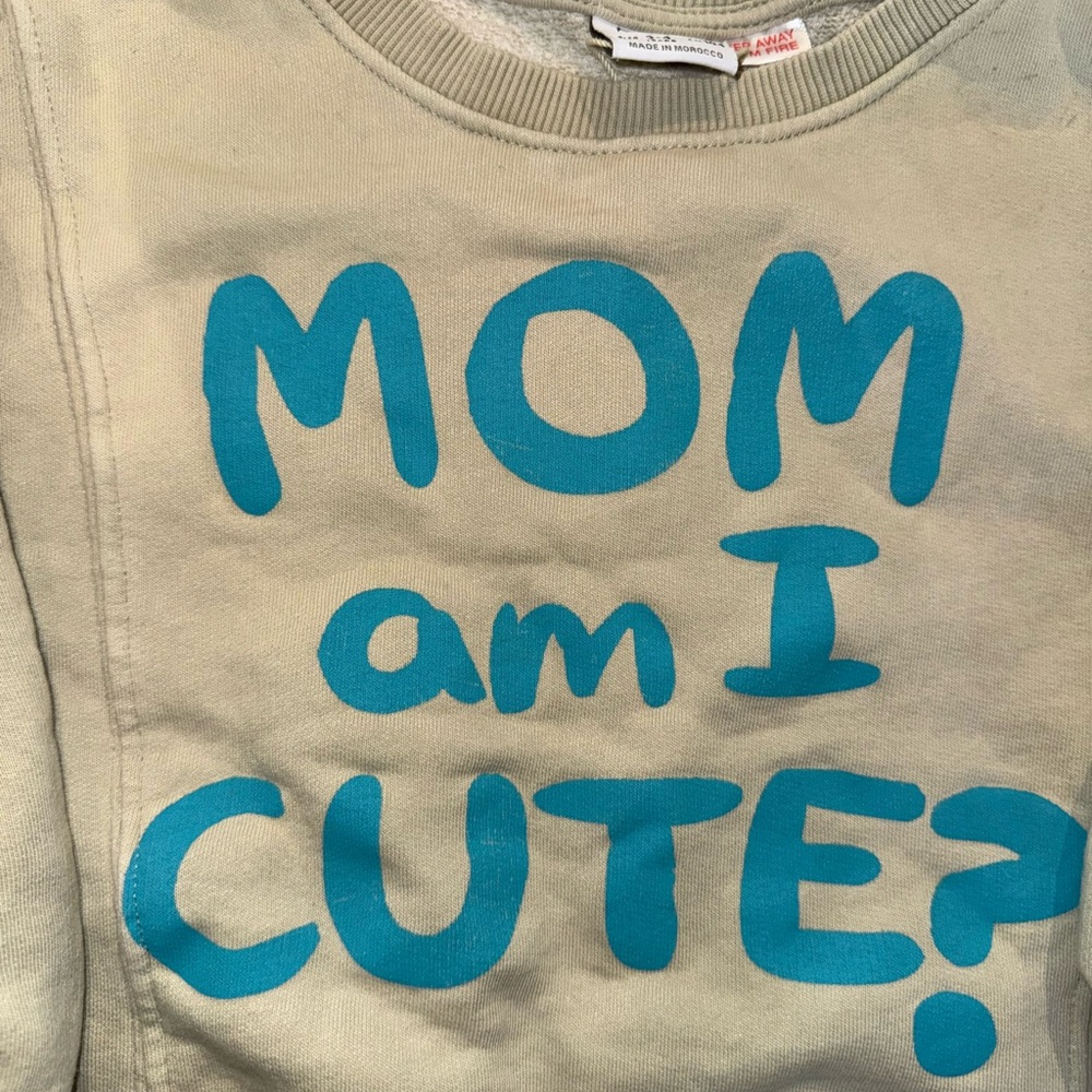 Zara Cream Sweatshirt with Blue Lettering